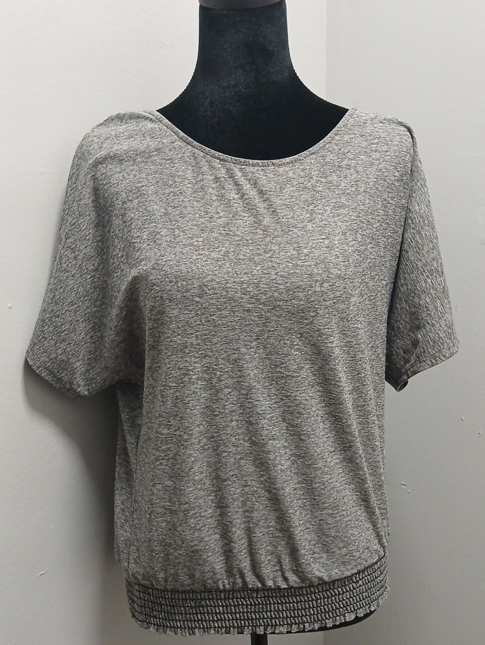 Apt. 9 Heather Gray Short Sleeve Tee with Smocked Hem